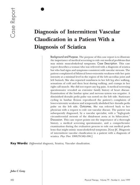 (PDF) Diagnosis of Intermittent Vascular Claudication in a Patient With ...