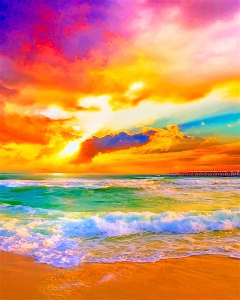 Rainbow Beach Sunset - Seascapes Paint By Numbers - Num Paint Kit