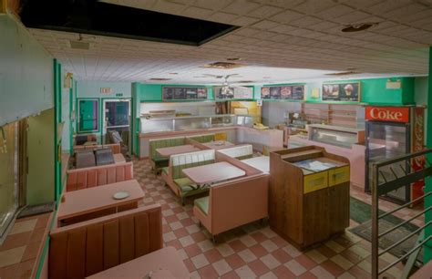 Abandoned vintage diner uncovered with condiments and coffee left out ...