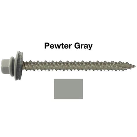 #10 Metal ROOFING SCREWS: (250) Screws x 3" PEWTER GRAY/SLATE GRAY Hex ...