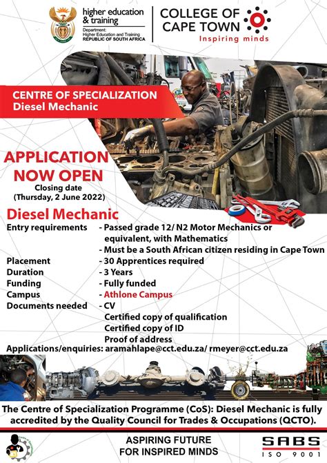 Centre of Specialization Diesel Mechanic Applications Now Open At ...