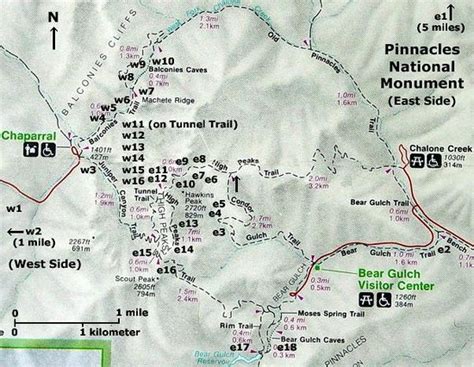 Pinnacles National Park Map | Color 2018