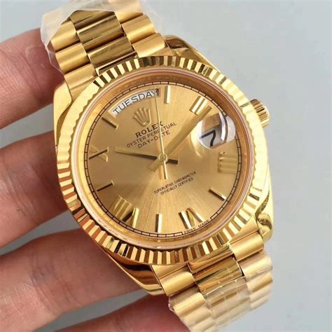 40mm Full Yellow Gold Rolex Day-Date Replica Watch Review!