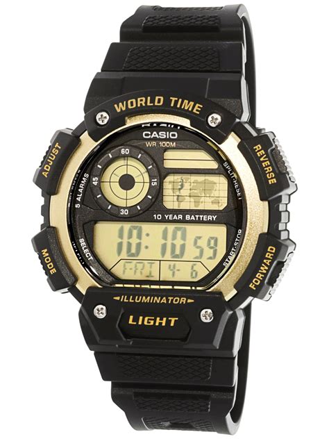 Casio Men's Classic Digital World Time Watch, Black/Gold - AE1400WH-9AV ...