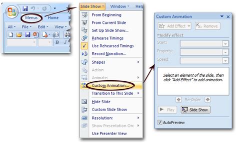 Where is Custom Animation in Microsoft PowerPoint 2007?