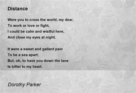 Distance - Distance Poem by Dorothy Parker