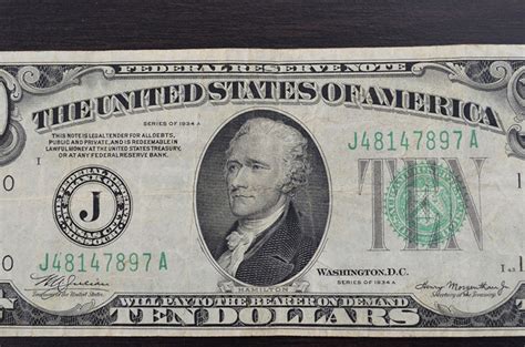 1934 Vintage Ten Dollar Bill, Collectible Currency, Old 10 Dollar ...