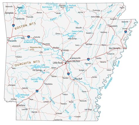 Map of Arkansas - Cities and Roads - GIS Geography