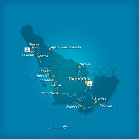 Map of Skopelos island, Greece - Greeka.com