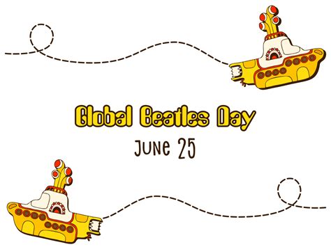 Yellow submarine in doodle style. Hand drawn logo. Global Beatles Day ...