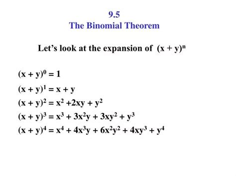 PPT - 9.5 The Binomial Theorem PowerPoint Presentation, free download ...