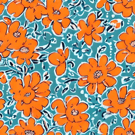 Vintage 90s Orange Floral Pattern · Creative Fabrica