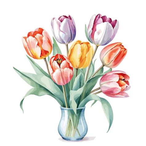 Premium Vector | Watercolor tulip bouquet