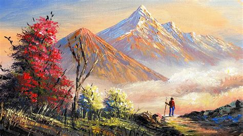 Nepali Painting | Painting a Beautiful Mountain Landscape with Acrylics ...