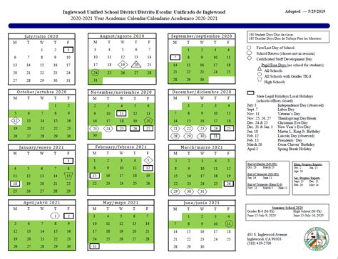 Calendar – About Us – Inglewood Unified School District