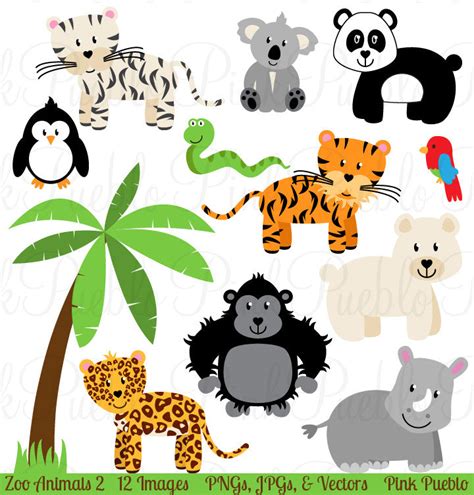 Zoo Jungle Animals Clipart & Vectors – PinkPueblo