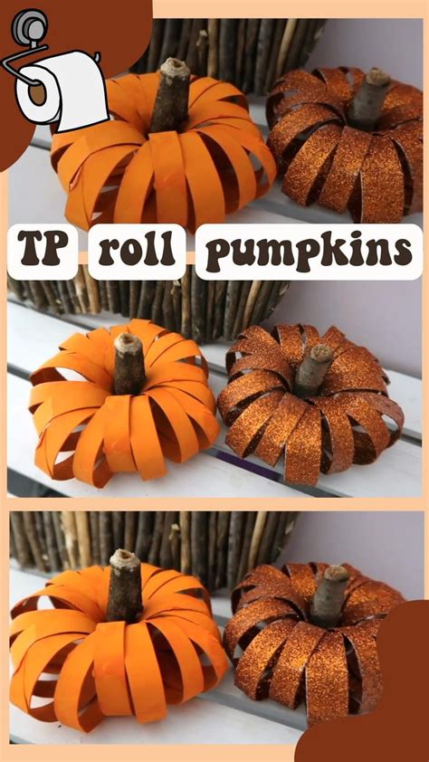 How to make Pumpkins out of Toilet Paper Rolls! Easy Recycled Craft for ...