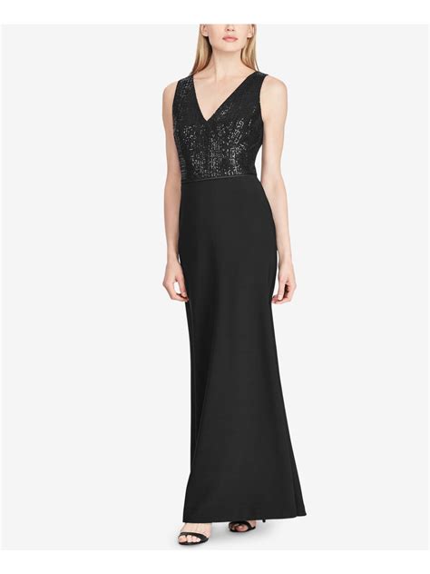 Ralph Lauren - RALPH LAUREN Womens Black Sequin Jersey Gown Sleeveless ...