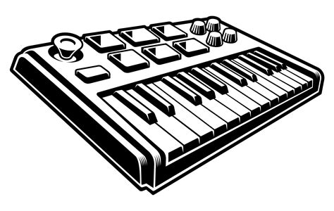 Black and white illustration of midi keyboard 539242 Vector Art at Vecteezy