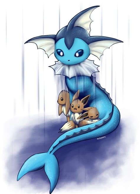 Vaporeon & Eevee, Pokemon | Pokemon eevee evolutions, Pokemon, Cute ...