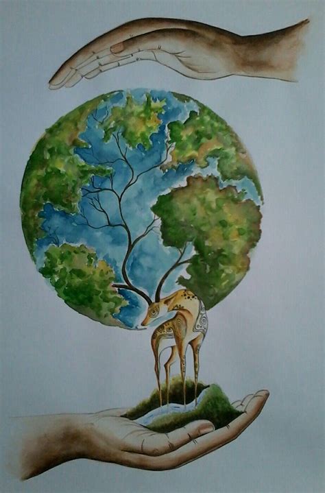 Save trees, save water, save animals, save earth Medium - water colour ...