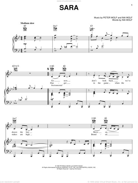 Starship: Sara sheet music for voice, piano or guitar (PDF)