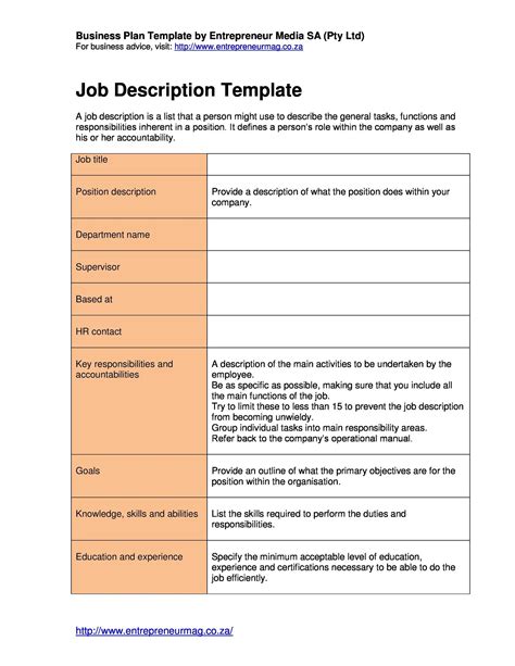 47 Job Description Templates & Examples ᐅ TemplateLab