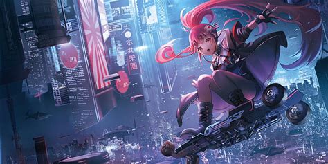 Anime, Girl, Cyberpunk Cityscape, Futuristic City, Sci Fi, HD wallpaper ...