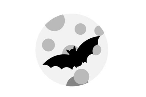 Full Moon Bat Silhouette Halloween Icon Graphic by themagicboxart ...