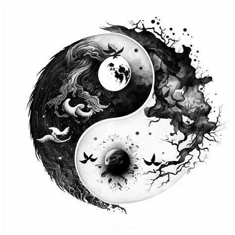 Yin Yang Tattoo Design White Background PNG File Download High ...