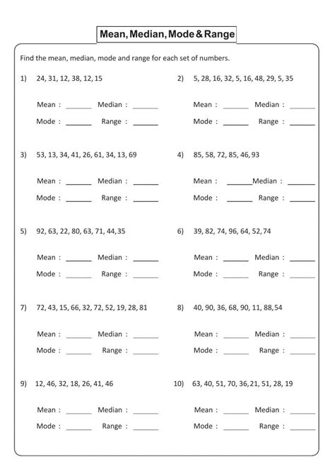 Mean Median Mode Worksheets With Answers