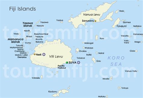 Fiji Map - Accommodation Map of Fiji Islands