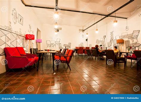 Interior of Urban Restaurant with Some Visitors Editorial Image - Image ...