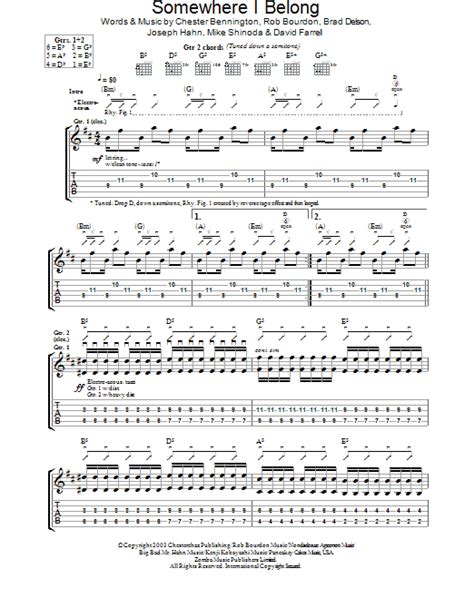 Somewhere I Belong - Guitar TAB | zZounds