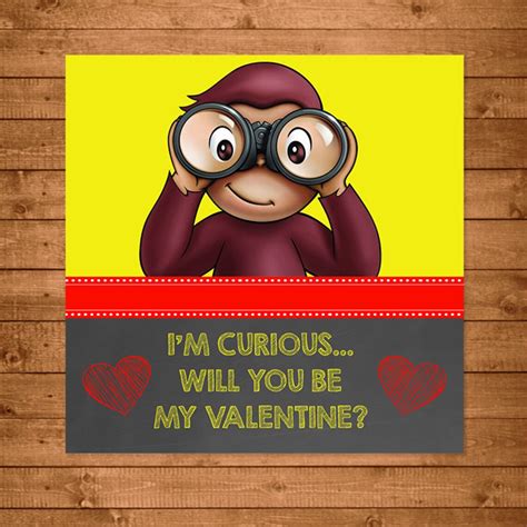 Curious George Valentines Day Card Curious George Valentines | Etsy