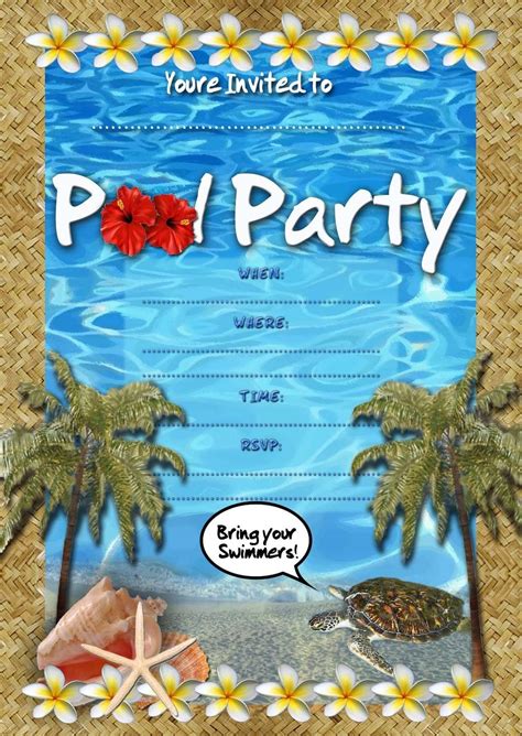 Free Pool Party Birthday Invitation Printable