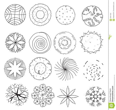 Set Of Treetop Symbols, For Architectural Or Landscape Design ...