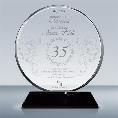 Retirement Plaque – Crystal Circle Award (016) – Goodcount 3D Crystal ...