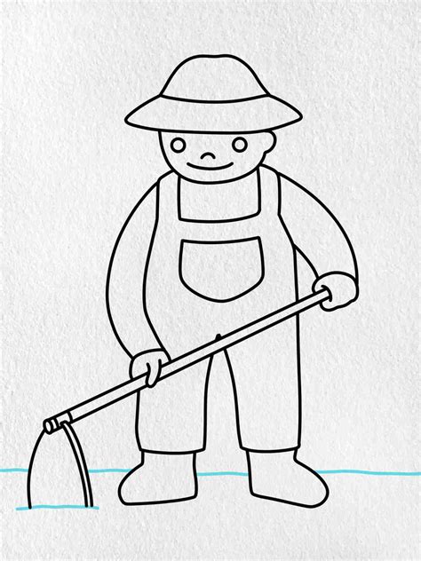 How to Draw a Farmer Farming - HelloArtsy