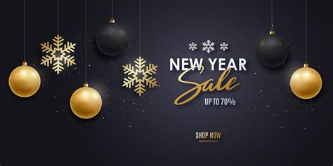 New Year sale banner with ornaments and snowflakes 1777610 Vector Art ...