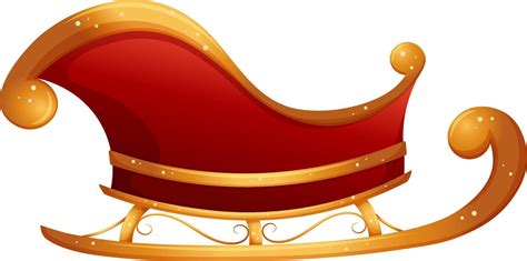 Santa claus sleigh, christmas sleigh red and gold on transparent ...