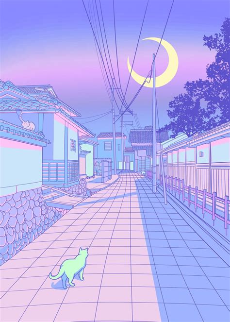 'Kyoto Nights' Poster by SURUDENISE | Displate in 2021 | Aesthetic ...