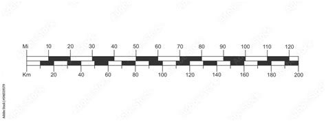 Map distance measurement chart. Bar scale with kilometers and miles ...