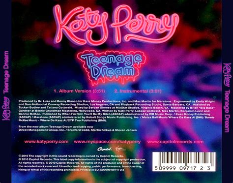 Katy Perry Teenage Dream Cd Single Back - Katy Perry Photo (35295633 ...