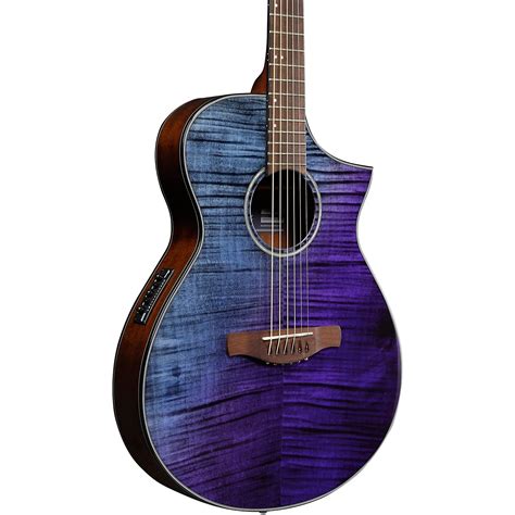 Ibanez AEWC32FM Thinline Acoustic-Electric Guitar Purple Sunset Fade ...