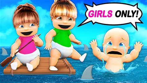 Baby Trapped on GIRLS ONLY Raft! - YouTube