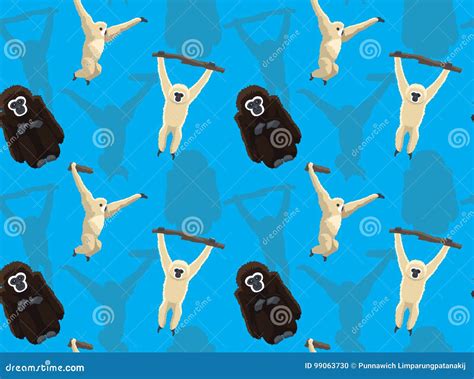 Gibbon Cartoon Seamless Wallpaper Stock Vector - Illustration of gibbon ...