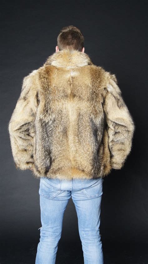 Brand new natural coyote fur jacket coat Mens jacket by EGFURS Men's ...