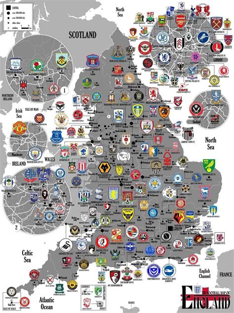 Map of all football teams in England : coolguides