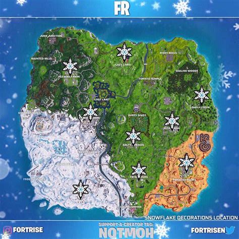 Fortnite snowflake decorations: Map locations for destroy snowflake ...